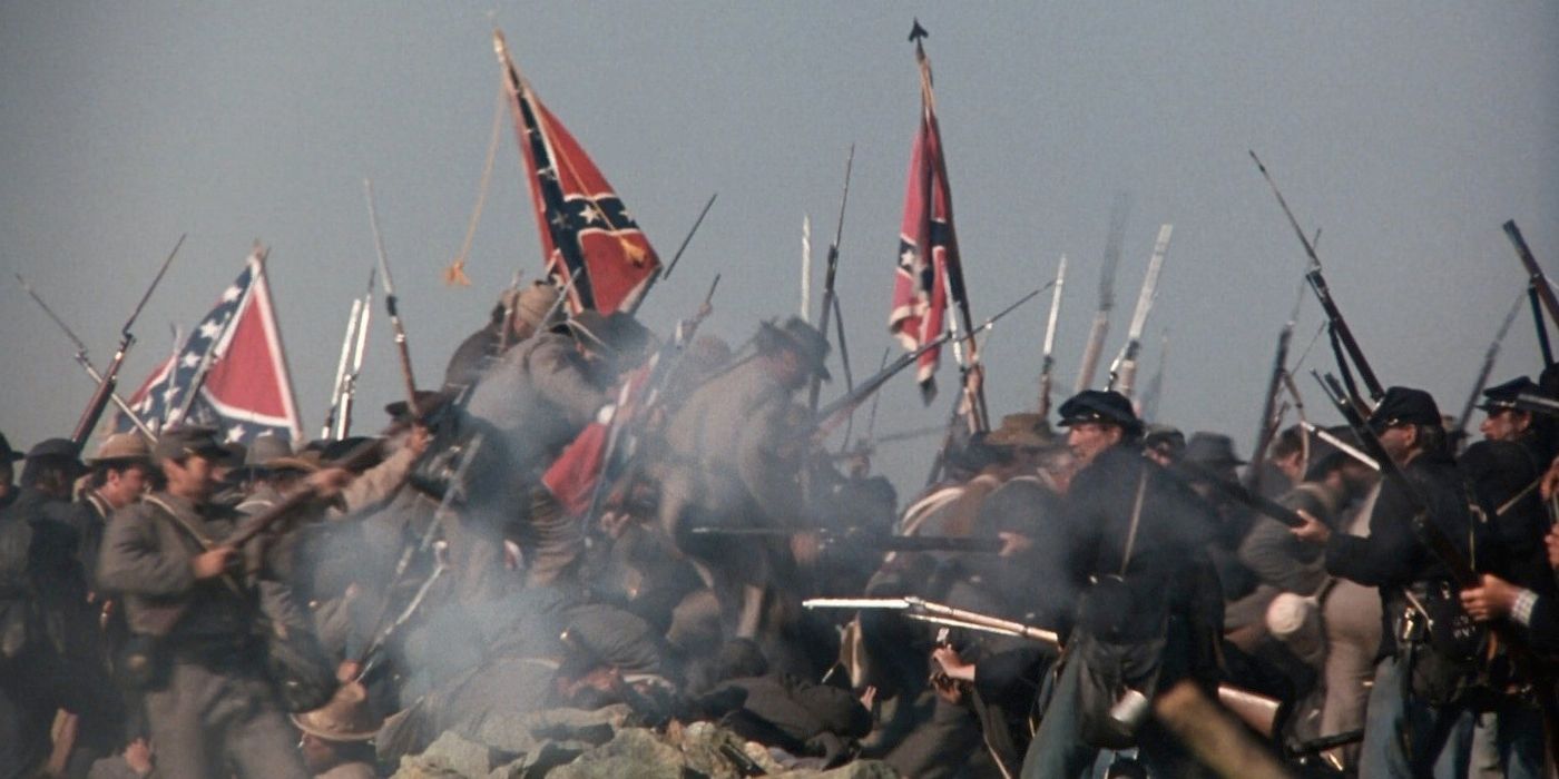 Soldiers battle in the movie Gettysburg