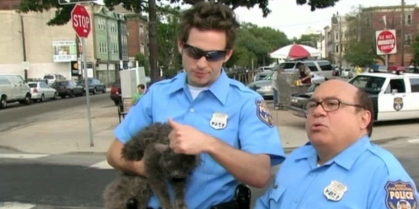 Glenn Howerton as Dennis and Danny DeVito as Frank impersonate Police Officers in Its Always Sunny