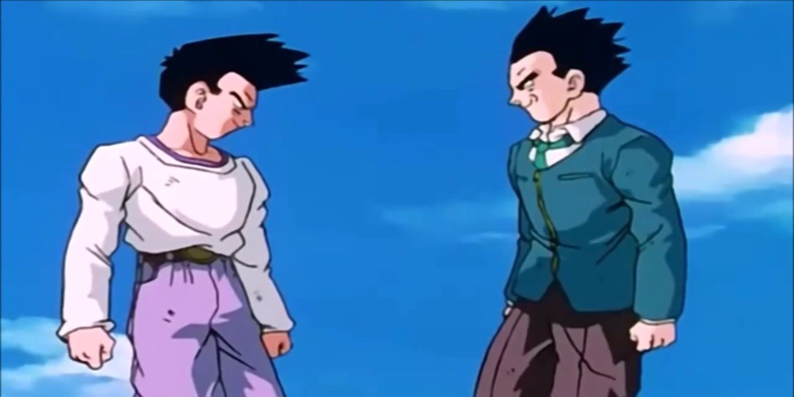 Gohan and Goten attack Goku in Dragon Ball GT