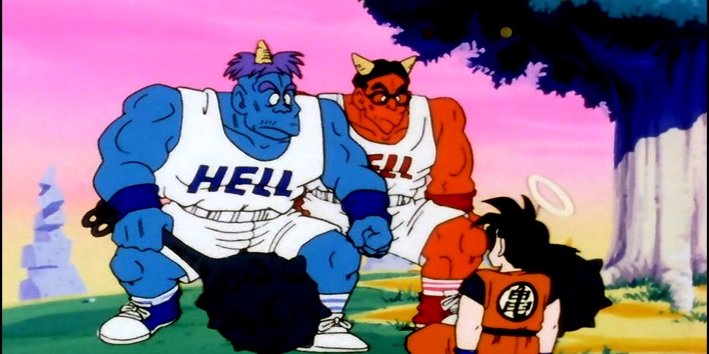Goz and Mez looking angrily at Goku in Dragon Ball Z