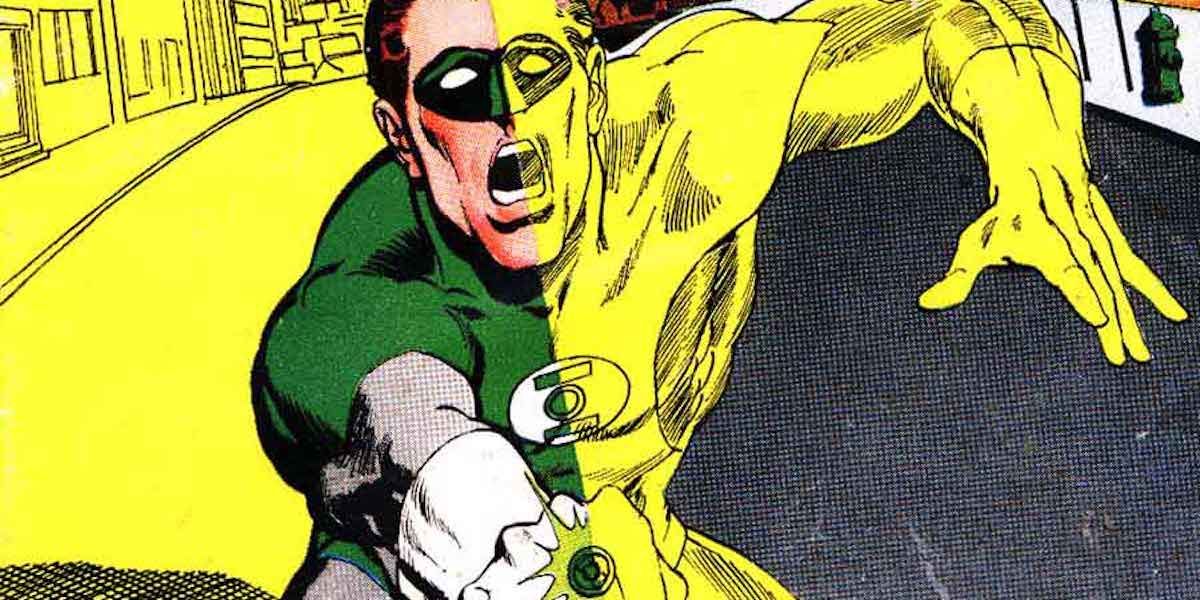 Hal Jordan looks shocked as he is is turned yellow from DC comics 