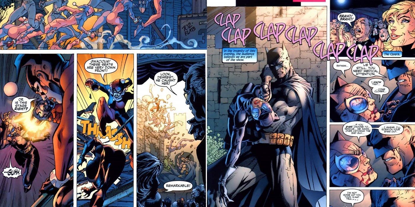 Harley Quinn shoots Catwoman in Hush comic