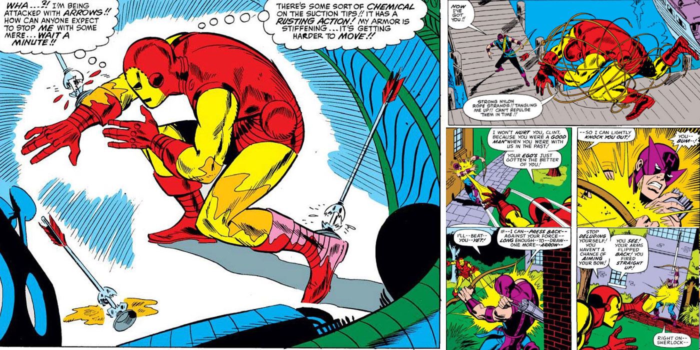 Hawkeye and Iron Man Fighting in Tales of Suspense Marvel Comics