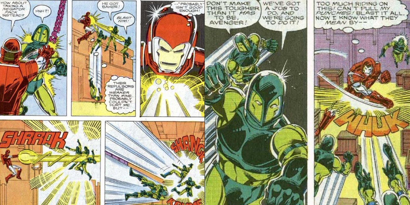 Iron Man Fighting the Guardsmen in the Original Armor Wars