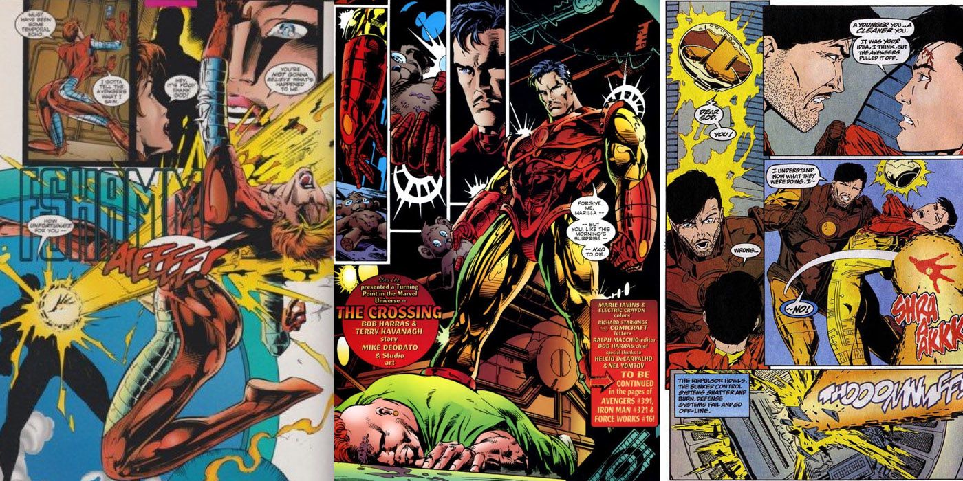 Iron Man Killing Yellowjacket and Marilla and Fighting Tony Stark in Avengers the Crossing
