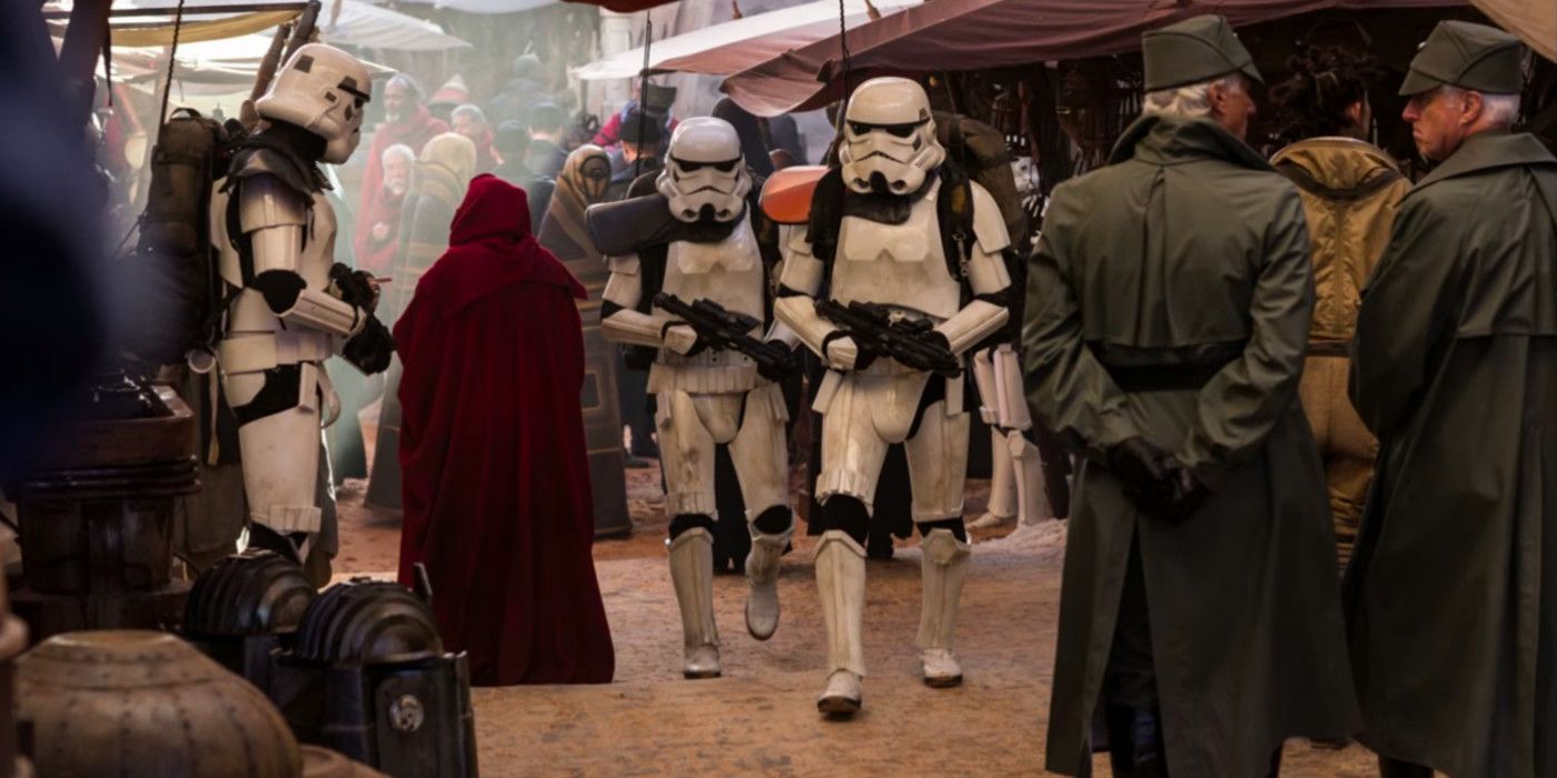 Jedha Streets Stormtroopers and Pilgrims