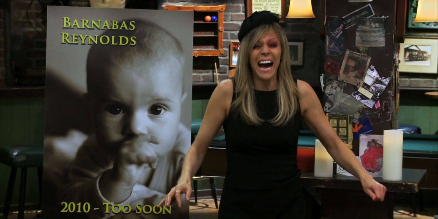 Kaitlin Olson as Sweet Dee at fake baby funeral in Its Always Sunny