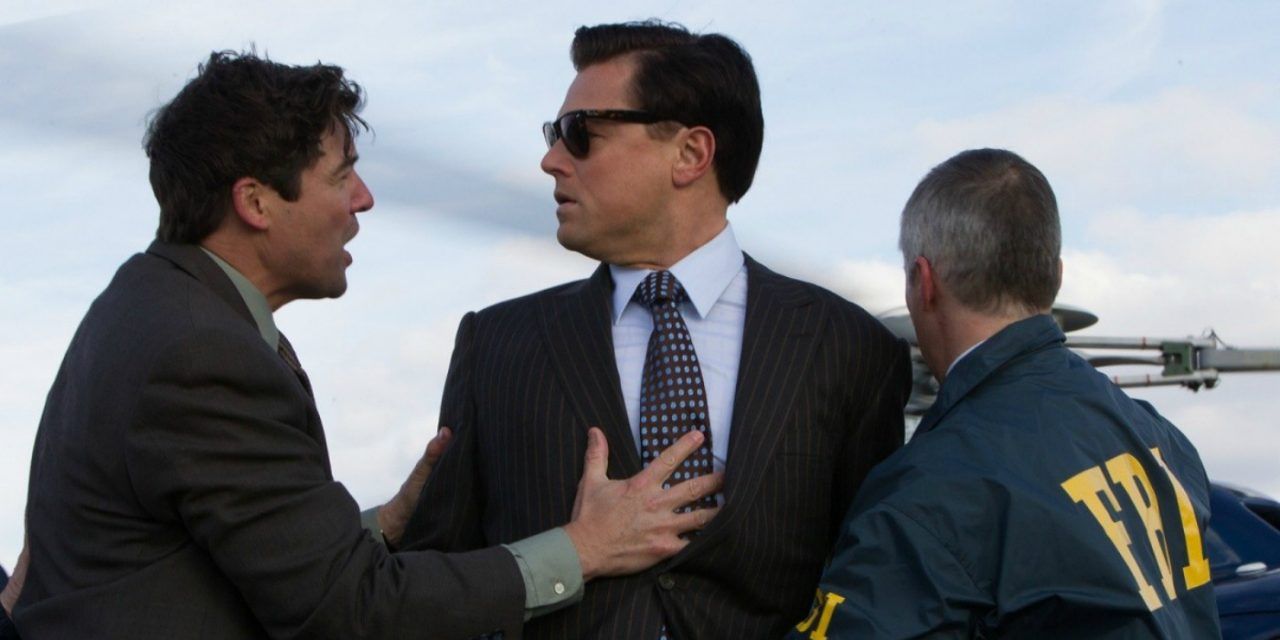 Kyle Chandler and Leonardo DiCaprio in the arrest scene in The Wolf of Wall Street