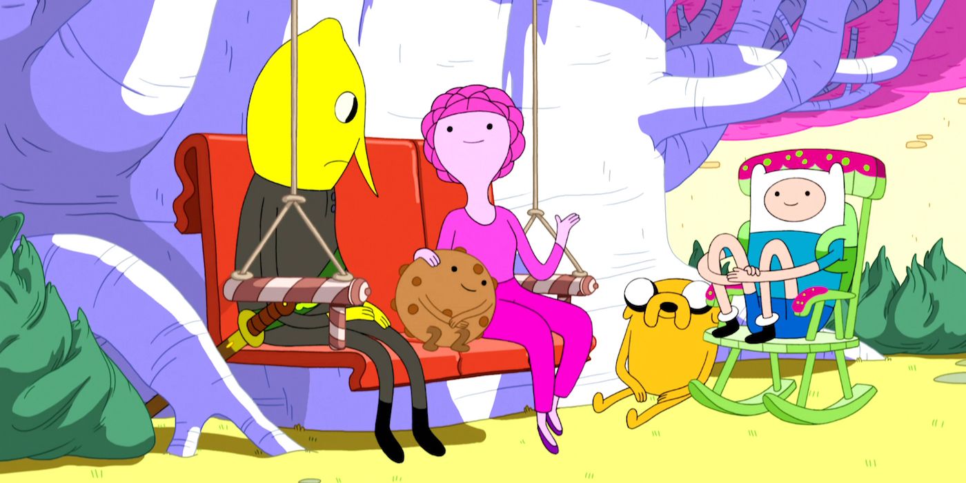 Lemongrab, Crunchy, Princess Bubblegum, Jake, and Finn from Adventure Time