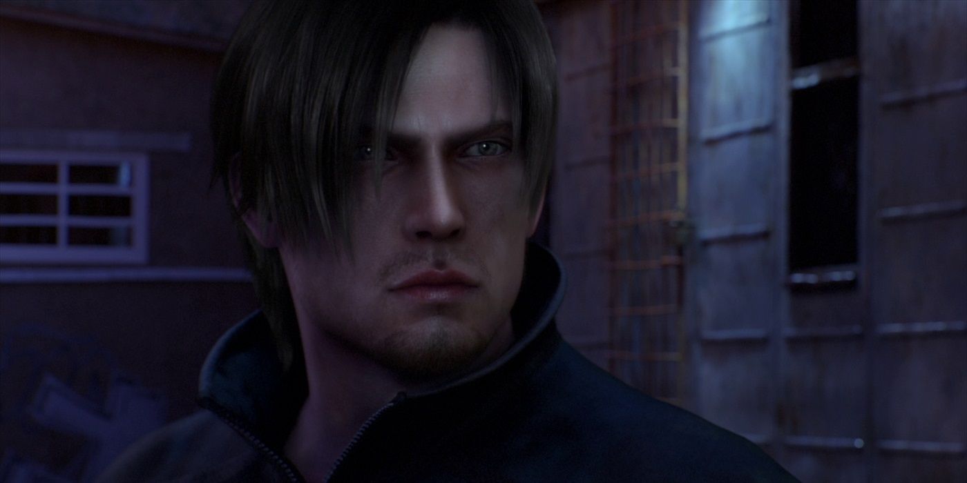 Leon Kennedy looking serious in Resident Evil Damnation