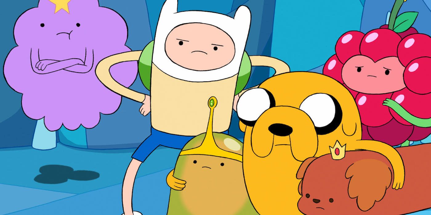 Lump Space Princess, Slime, Wildberry, and Hot Dog Princess with Finn and Jake on Adventure Time