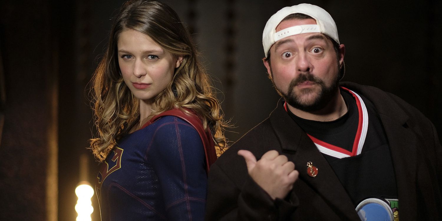 Melissa Benoist and Kevin Smith pose together for Supergirl