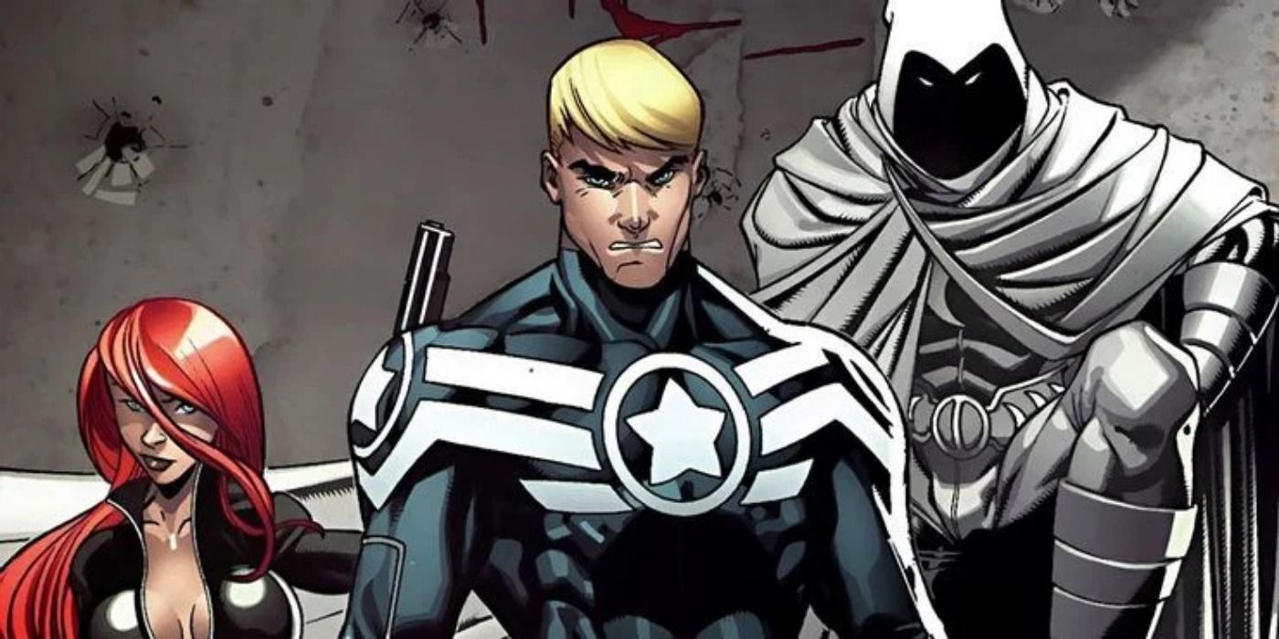 Moon Knight with Steve Rogers and Black Widow in Secret Avengers.