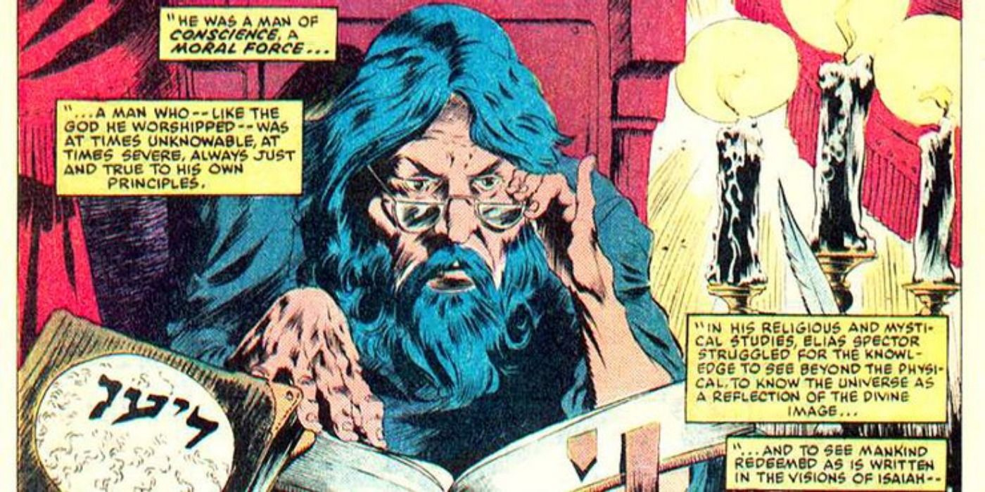 Moon Knight's dad reading books.