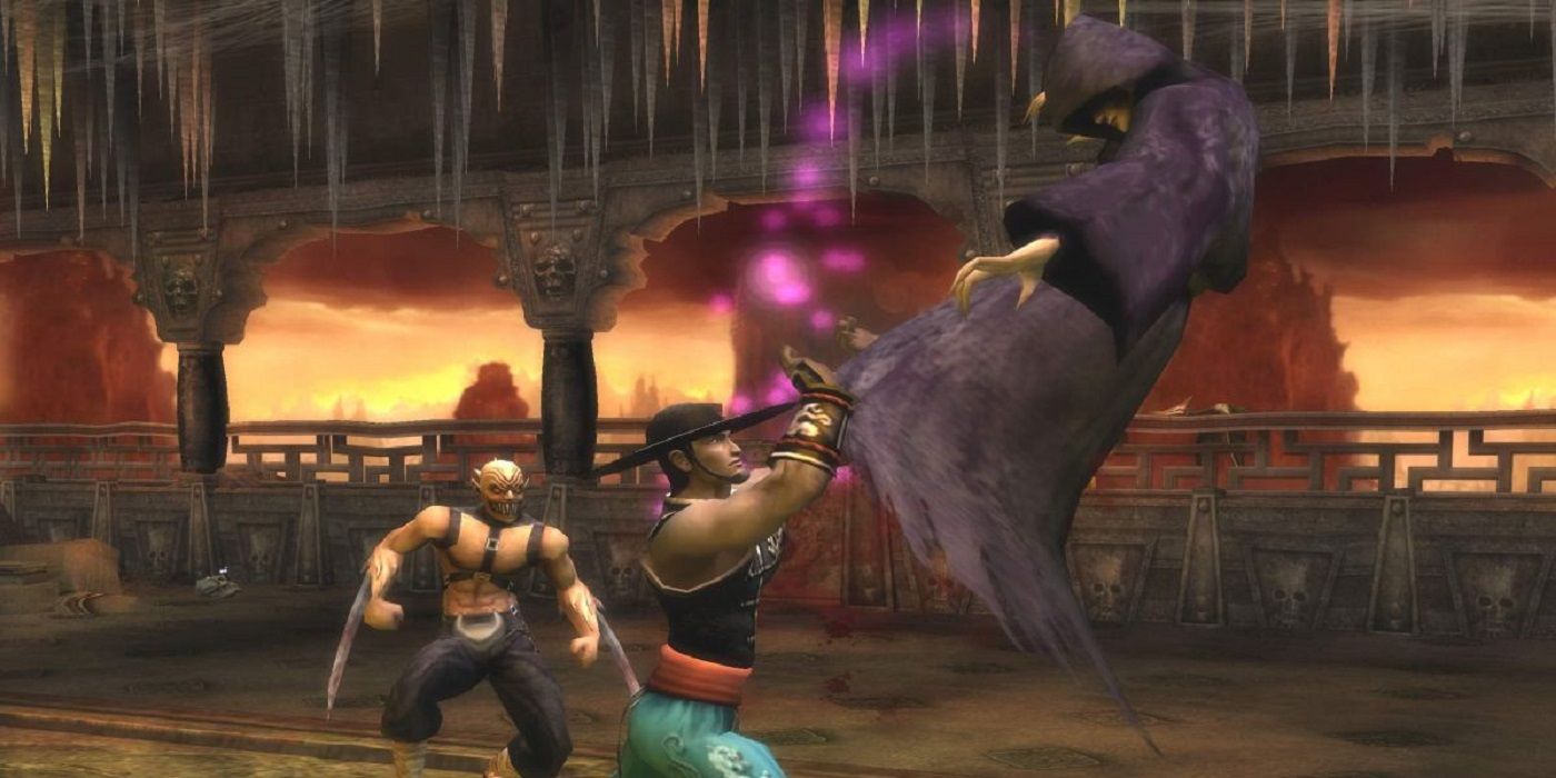Mortal Kombat: Shaolin Monks, Kung Lao fighting enemies
