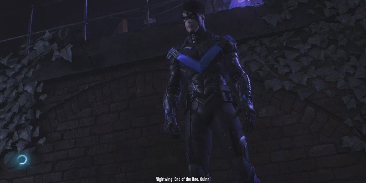 Nightwing confronts Harley Quinn in Batman Arkham Knight