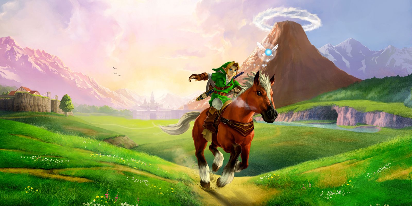 Ocarina of Time 3D poster banner of Link riding Epona