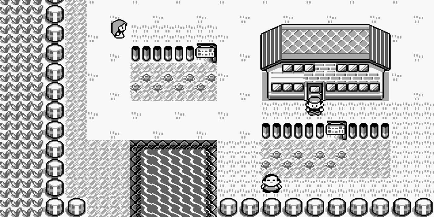Pokemon Red and Blue Pallet Town in its black and white form from the Game boy.