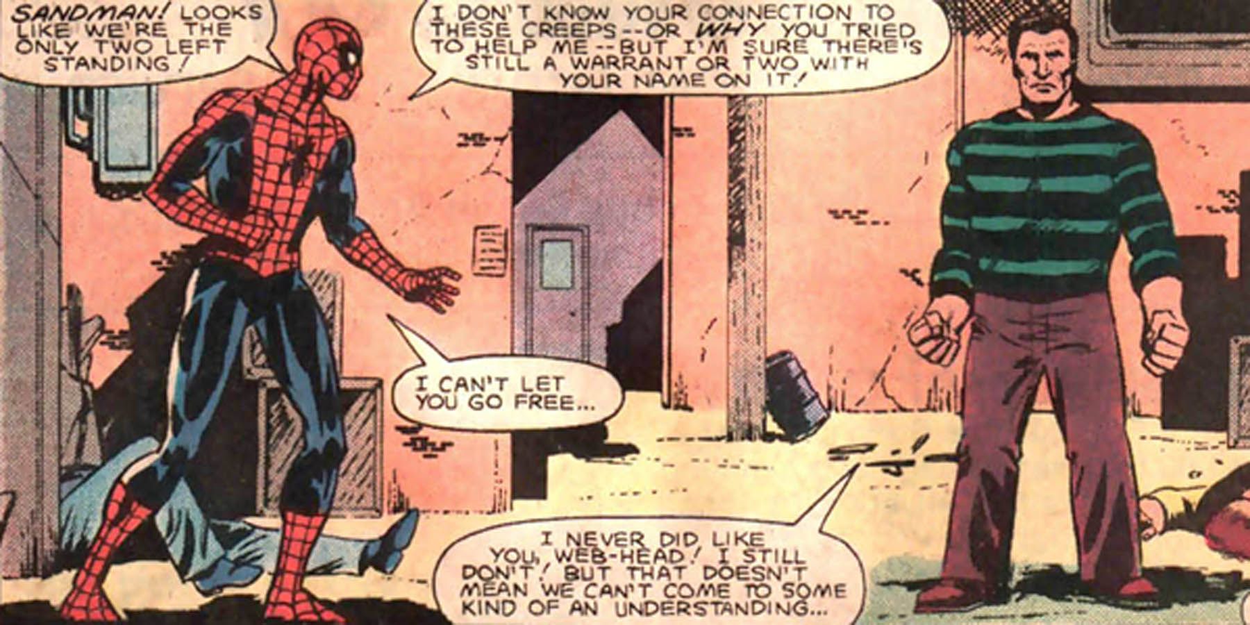 Sandman saves Spider-Man