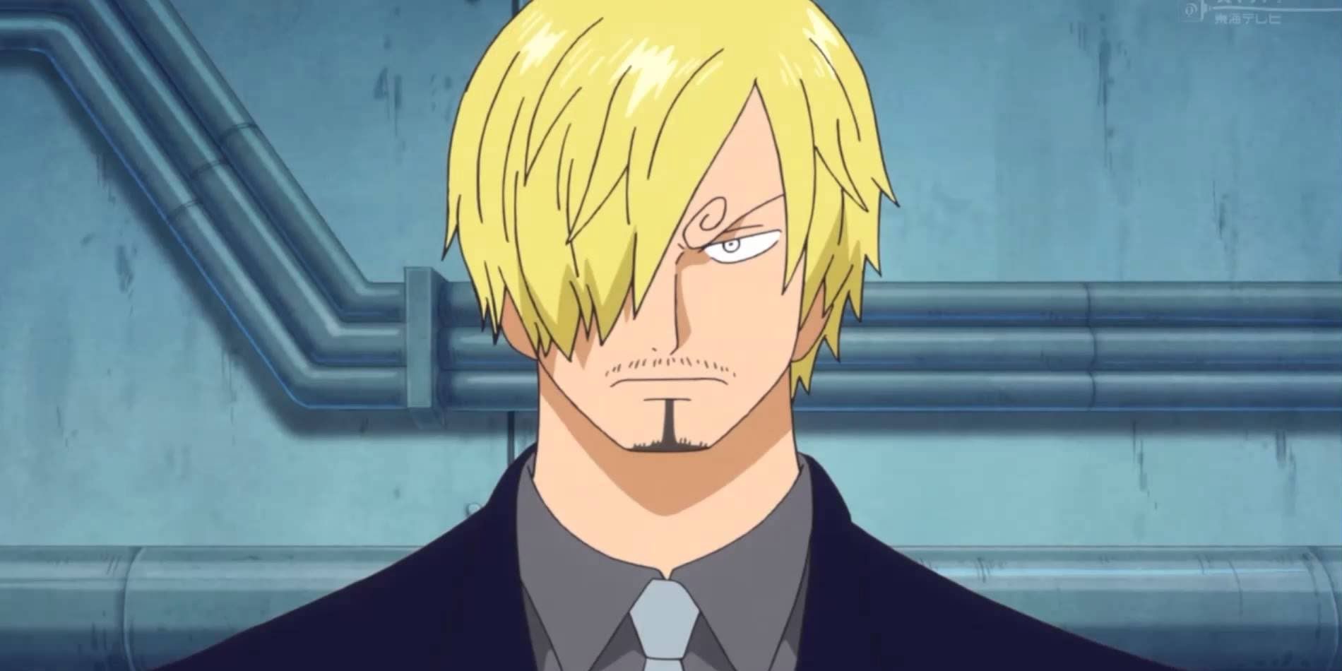 Sanji Vinsmoke frowning and looking serious in One Piece