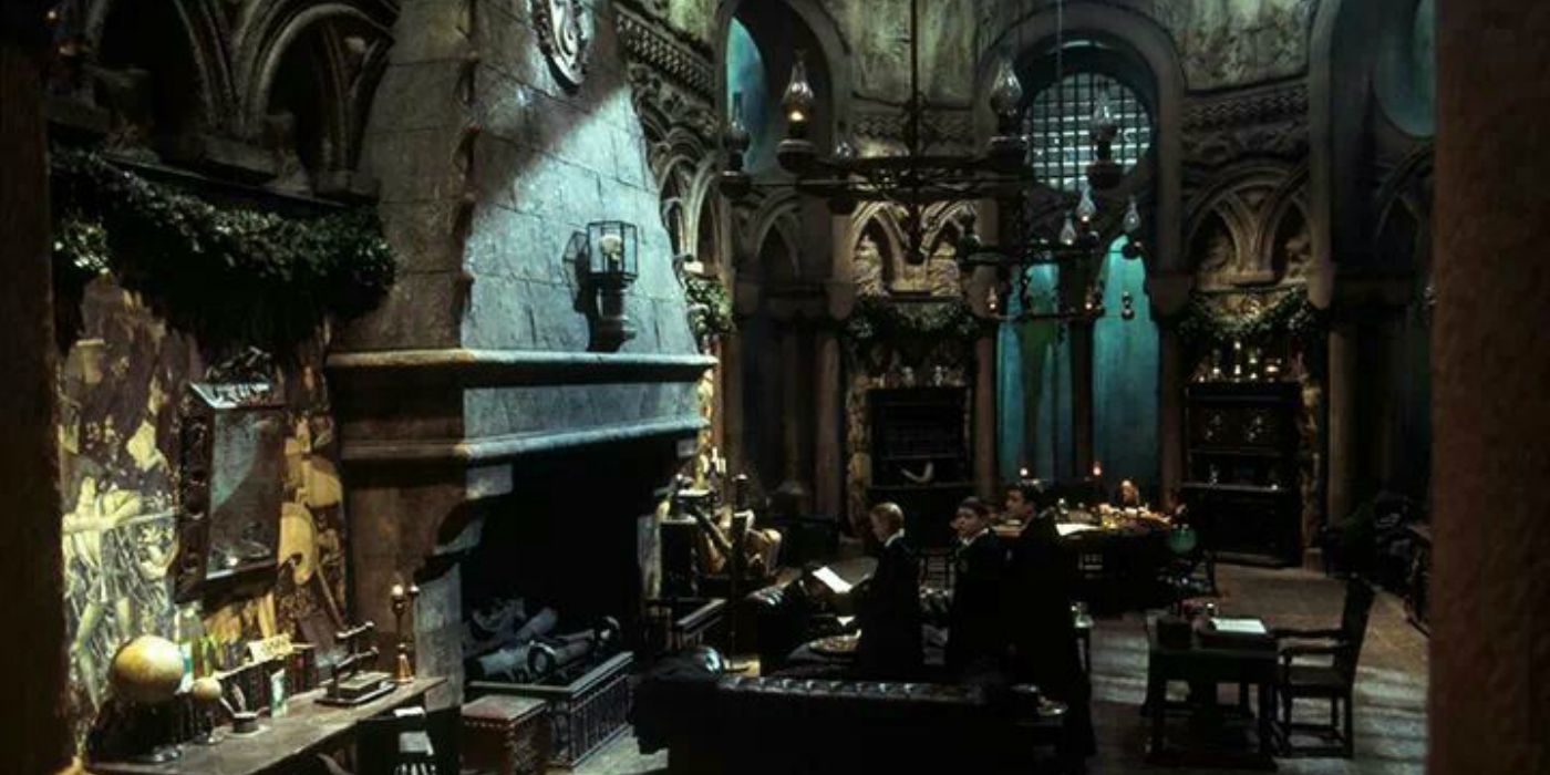 Slytherin Common Room in Harry Potter.