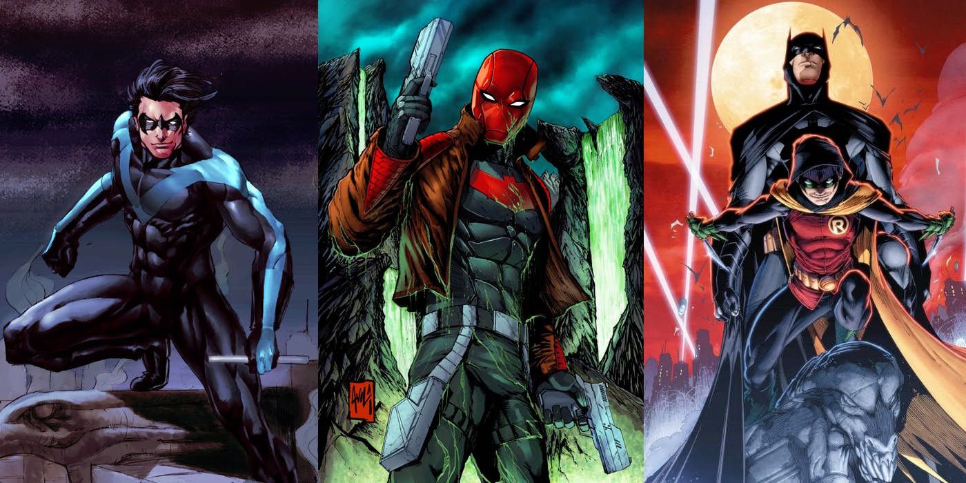 The Robins - Dick Grayson as Nightwing, Jason Todd as Red Hood and Damien Wayne, Batman's Son
