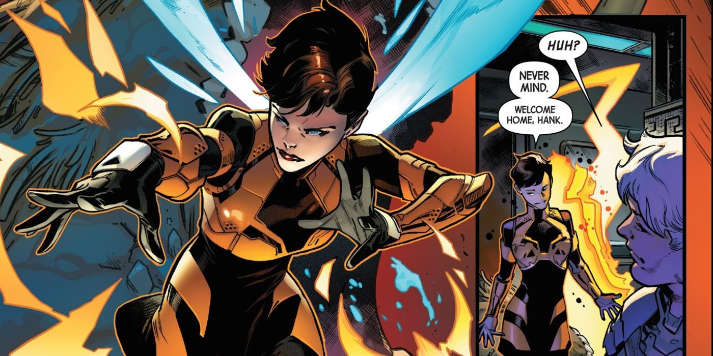 The Wasp and Hank Pym talk in Marvel Comics.