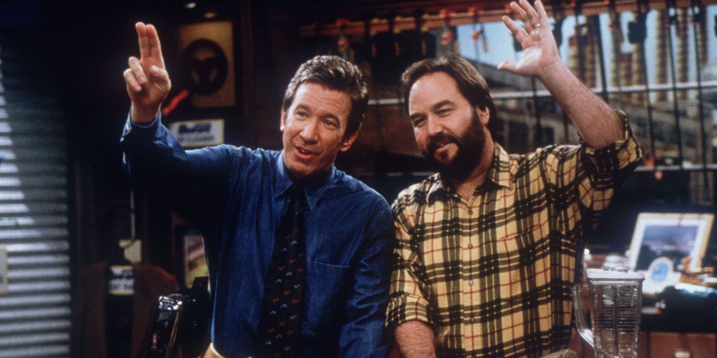 Tim Allen and Richard Karn on Tool Time show in Home Improvement