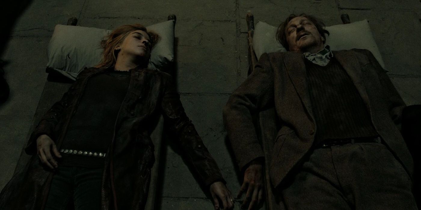 Tonks and Remus Lupin lay next to one another dead having died int he Battle of Hogwarts in Harry Potter and the Deathly Hallows