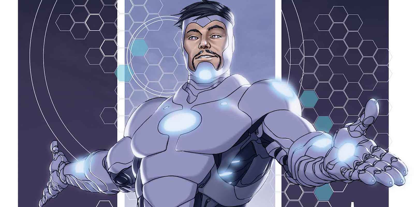 Tony Stark in the Superior Iron Man armor in Marvel Comics.