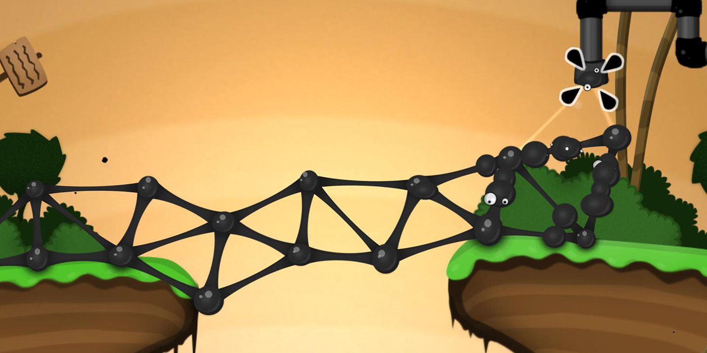 A bridge spans a gap from the puzzle game World of Goo
