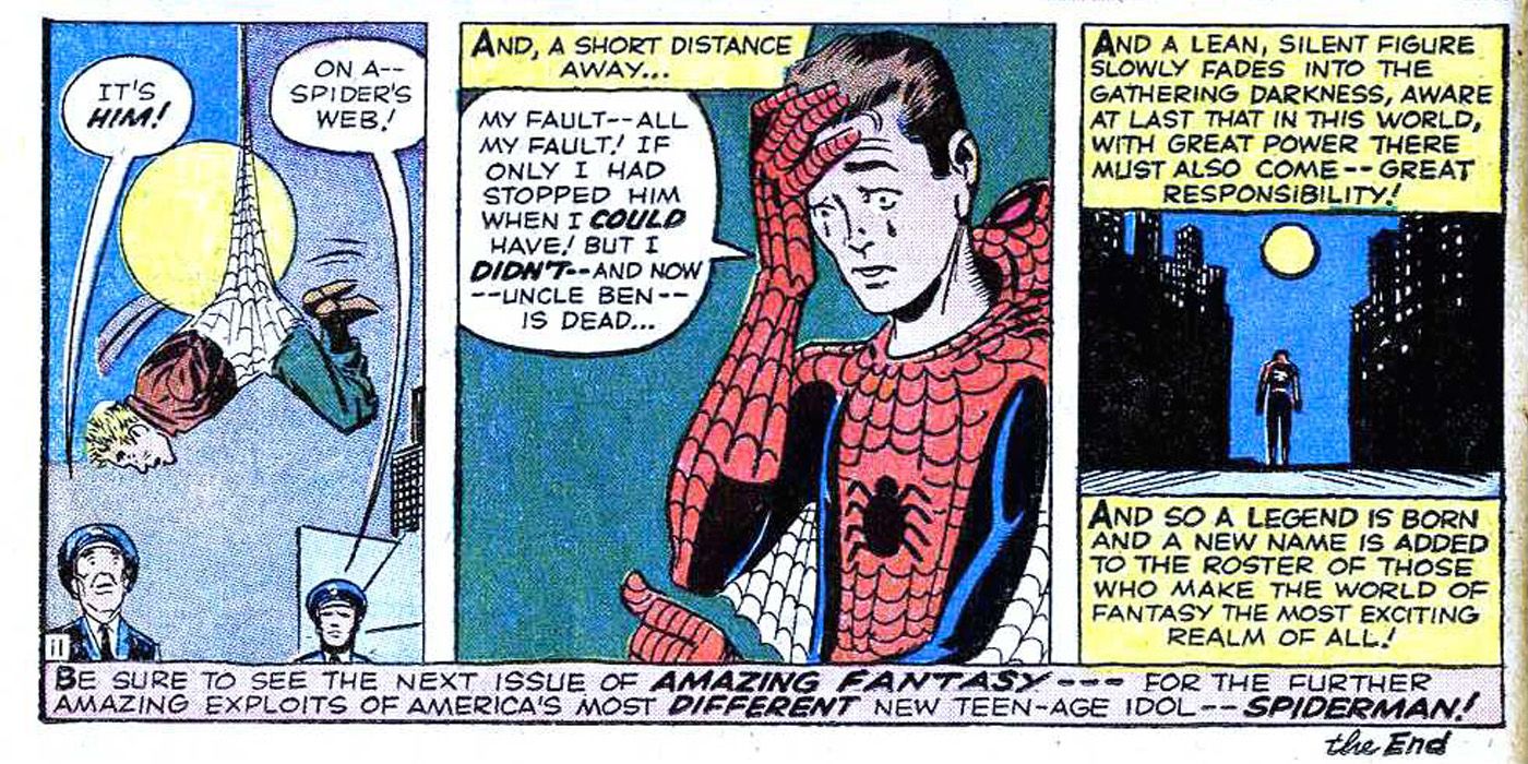 First time "With Great Power Comes Great Responsibility" was said in a Spider-Man story