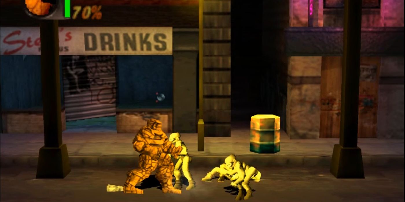 A screenshot from the Fantastic Four PlayStation 1 game