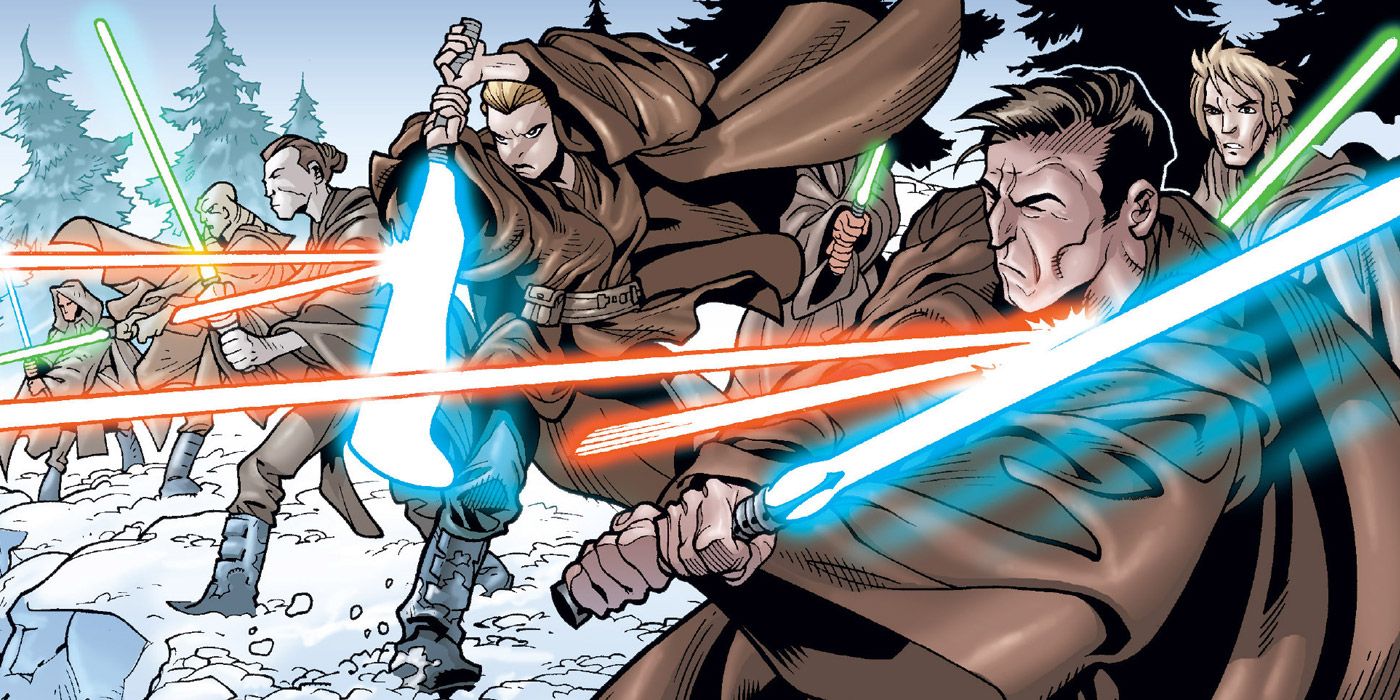 Jedi Deflecting Blast with Lightsaber
