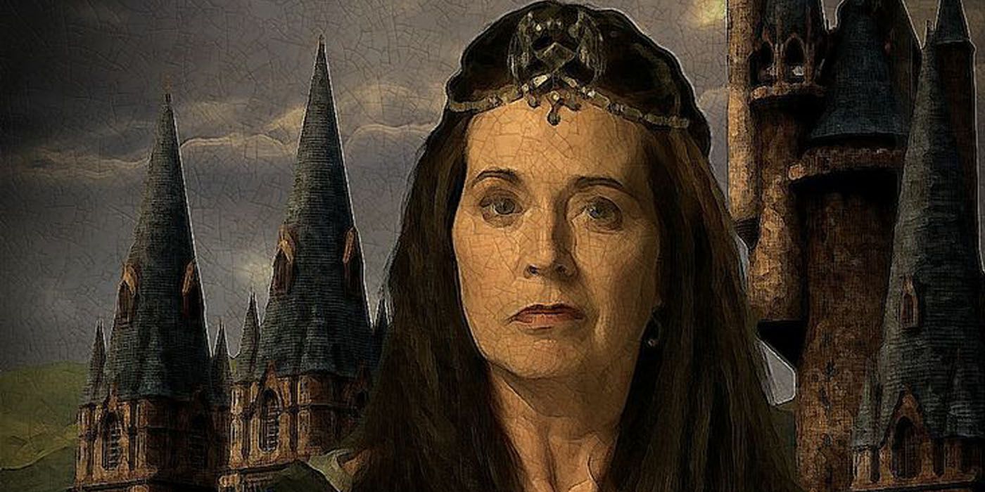 Oil portrait of Rowena Ravenclaw at Hogwarts in Harry Potter