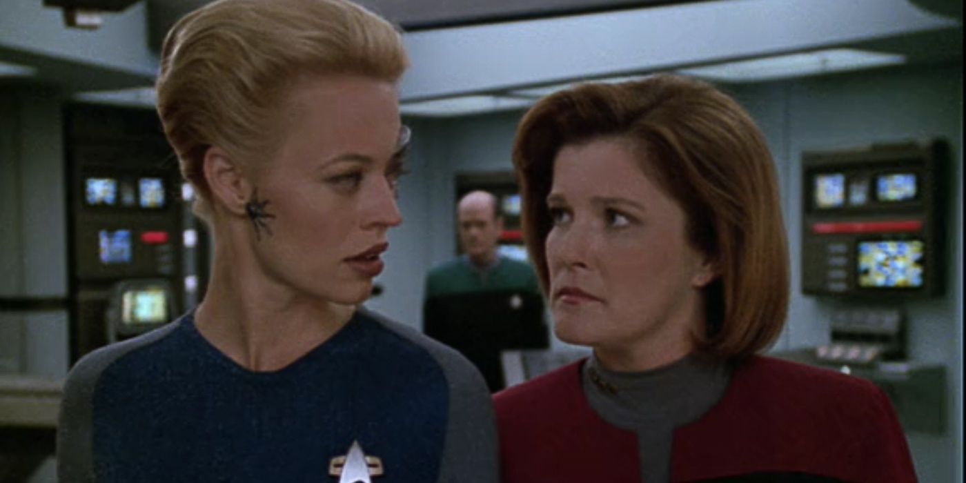 Seven and Captain Janeway in Star Trek: Voyager
