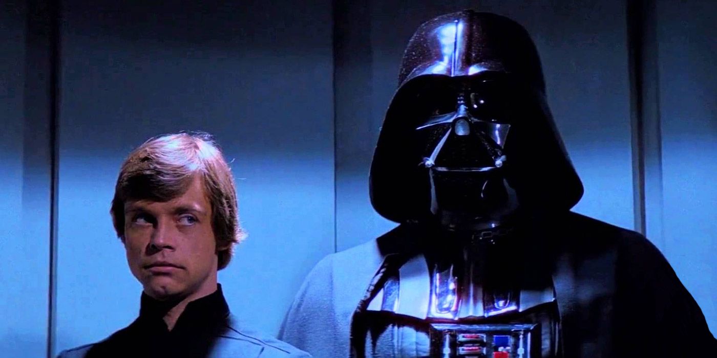 Luke Skywalker with Darth Vader in Star Wars: Return of the Jedi