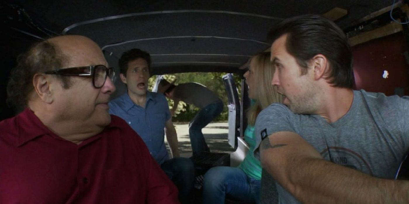Charlie cuts the brakes and jumps out the car because hes the widlcard in Its Always Sunny In Philidelphia