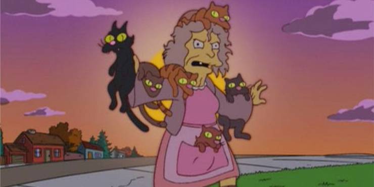 Crazy cat lady from the Simpsons same as Tinder cat chick