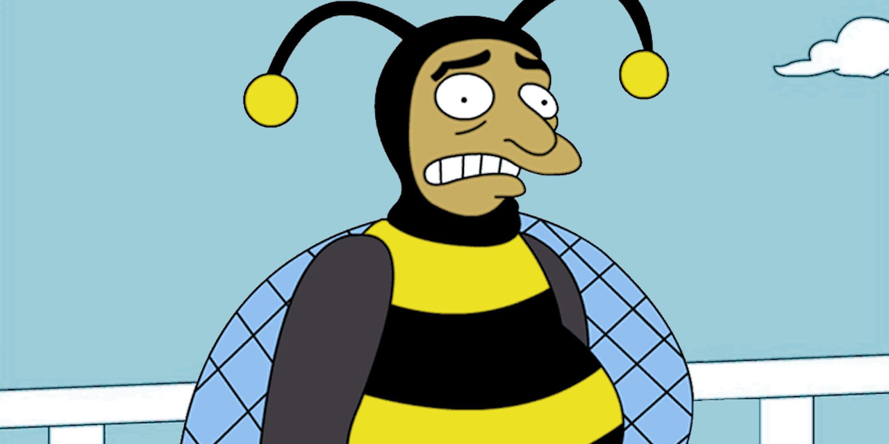 Bumblebee Man evidently upset as his antennas flop over his face