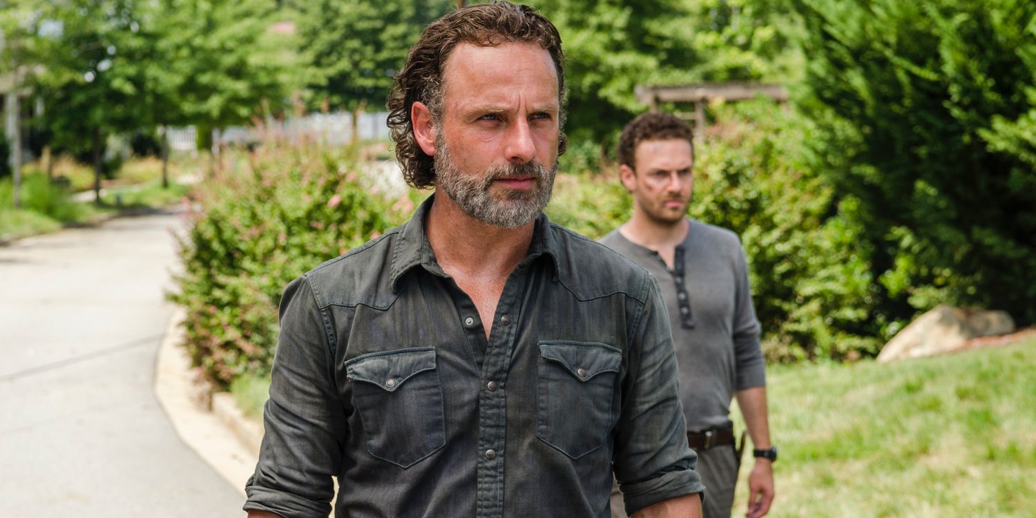 Andrew Lincoln and Ross Marquand in The Walking Dead Season 7