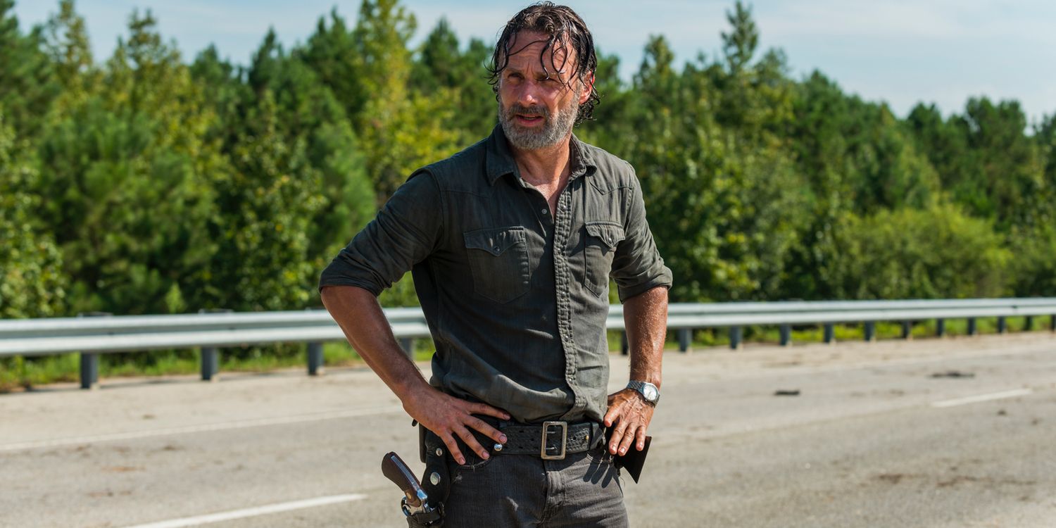 Andrew Lincoln como Rick Grimes na sétima temporada de The Walking Dead