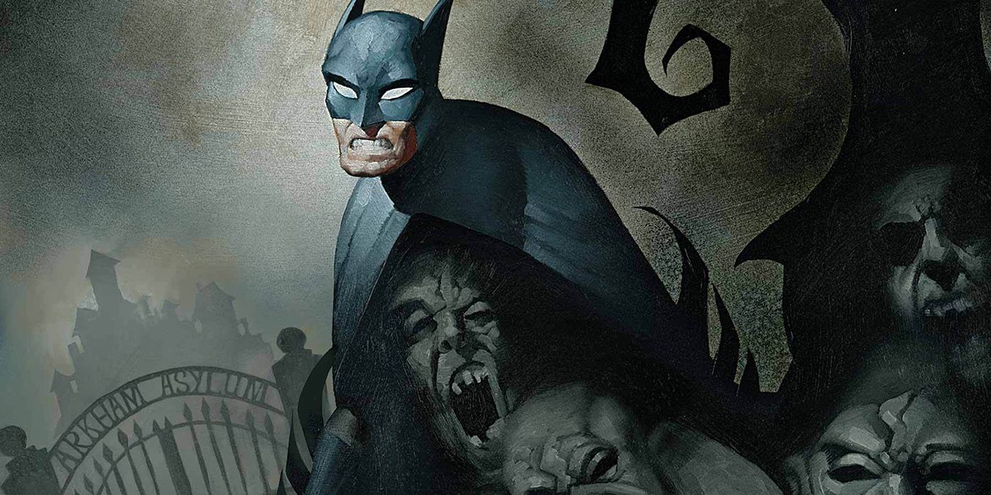 An image of Batman grimacing in Arkham Asylum Living Hell