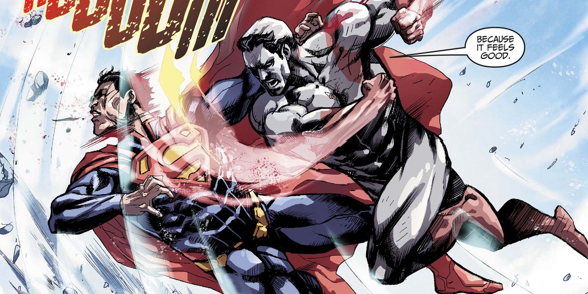 Captain Atom fights Superman during Injustice