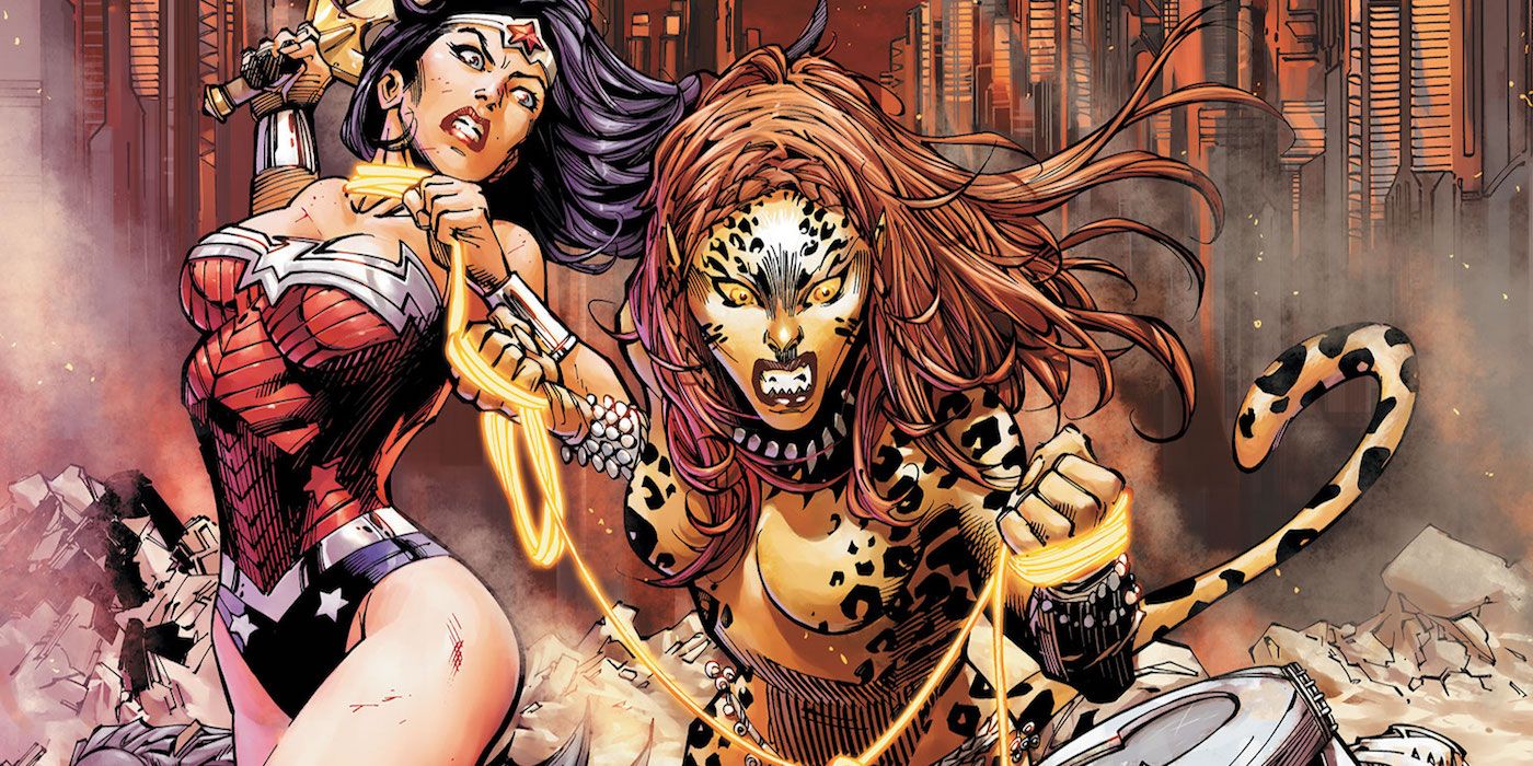 Cheetah Fighting Wonder Woman in DC Comics