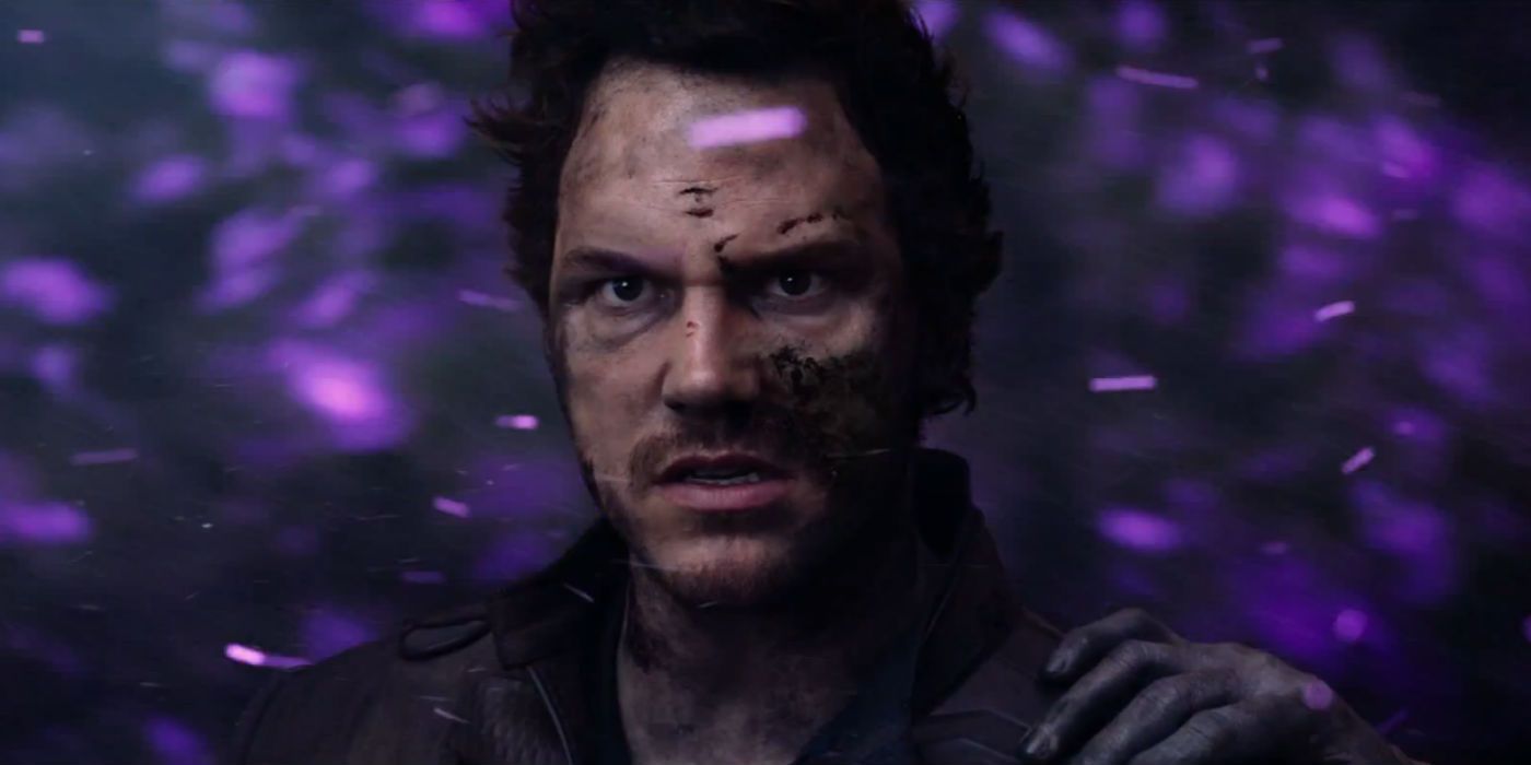 Chris Pratt as Star-Lord with the Power Stone in Guardians of the Galaxy