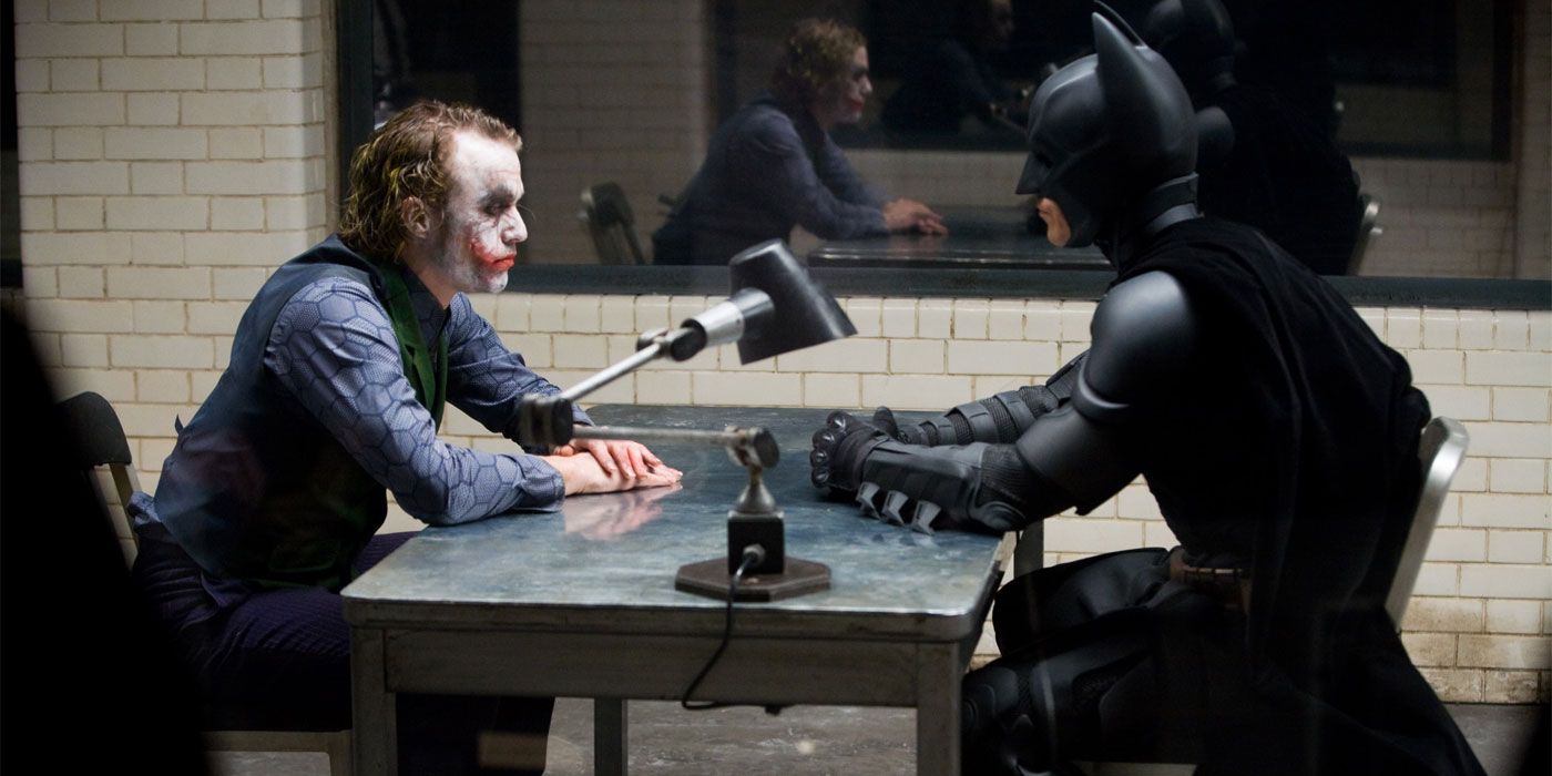 Christian Bale and Heath Ledger in the The Dark Knight