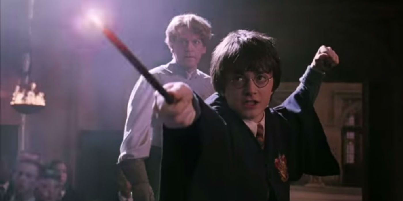 Daniel Radcliffe as Harry Potter Casting a Spell in Duelling Club