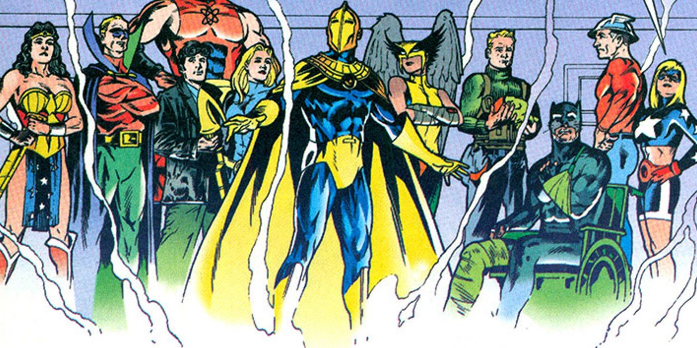 Doctor Fate teleporting JLA