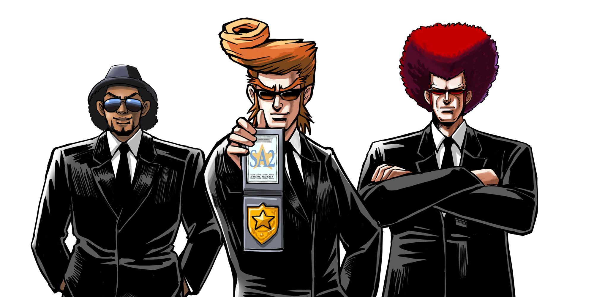Três agentes ficam juntos no jogo Elite Beat Agents 